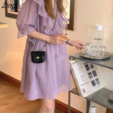 Elegant Ruffle Dress Women Summer Sweet Chic Evening Party Dress 2021 Fairy Korean One Piece Dresses for Women Party