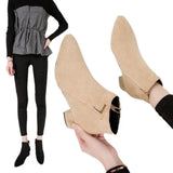 Autumn New Side Zipper Deep-Mouthed Women's Shoe Tips In Single Boots With Coarse Fashion Boots Casual Short
