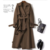 Zingj Women In The Long 2024 Spring And Autumn New Korean Version Of Large Size Small Popular British Wind Coat Over The Knee