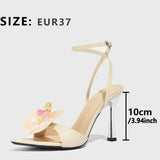 Single Three-Dimensional Phantom Butterfly Mirror Snake Pattern Blue Lady High Heel