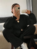 Round-Necked Woman Design Sense Three-Plocked Pocket Long Sleeve Sweater French Cardigan