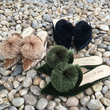 Flat Pointed Slippers Furry Ball Baotou Slipper Tassel Lazy outside Holiday Slippers
