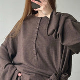 Simple Style Lock-Free Knitted Sweater Thin Lazi Loose Bottom Long Sleeve Lazy Leisure Autumn