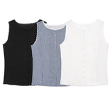Sleeveless Round-Neck French Top 2025 Spring Quiet Luxury Lace Lace Linen