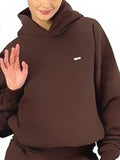hoodie with solid color design simple letter embroidery and oversized