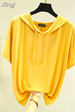 T-shirts Women Hooded Fashion Loose Casual All-match Korean Style Solid Simple Y2k Aesthetic Футболка Женский Cozy Chic