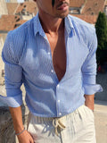 Men's Casual Striped Young Long Sleeve