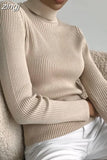 2023 Basic Turtleneck Women Sweaters Autumn Winter Warm Pullover Slim Tops Ribbed Knitted Sweater Jumper Soft Pull