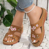 Slippers Women's Car Slopes And Slippers Flat Solid Color Thick Bottom Home One Foot Embroidered Cool
