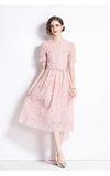 Famous Style Suit Female Lace Hook Bubble Sleeve Shirt Two Sets Of High-Rise Thin Half-Dress