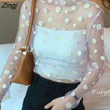 Women 5 Colors Ins Summer Basic Sun-proof All-match Korean Hot Ladies Sheer Top Lovely Daisy Casual Popular Femme