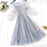 Sets Women 2 Pieces Outfits Korean Style Schoolgirl Sheer Clothing Tender Summer Gauze Classy Female Newest Holiday