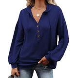 Spring Long Sleeve Oversized Hoodie Fashion V-Neck Hooded Sweatshirts Casual Loose Bat Sleeve Hoodies Women Tops