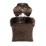 Vintage Leopard-Print Hairy Neck Short-Squeeze Wrapping + Low-Waisted Umbilly A-Skirt Suit Cold-Winded Hot Girl