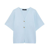 New Flat-Sleeve V-Neck Sports Knitwear Jacket