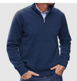 New Winter Long Sleeve V-Neck De-Yvet Zipper Men's Casual Polo