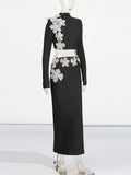 Sexy Style Dress Woman 2025 Spring New Fashion Set Design Long-Sleeved Open Waist Dress Suit