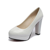Zingj Size High Heels Spring 2023 New Single Shoes Round Head Thick With Patent Leather Waterproof Platform Sexy Thick Bottom Wedding Shoes Women-Outfit
