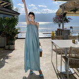 Zingj Romantic Tassel Sling Skirt Loose Day Silk Wrinkle In The Long Dress Female