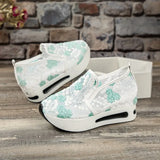Women 2025 Spring Korean Version Of The New Lace Mesh Casual Heel High-Shoe High-Shoe Women's Single