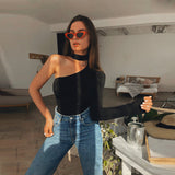 Zingj Women's Onesie Hanging Neck Type Off The Shoulder Sexy Slim Onesie Women