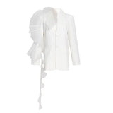 Zingj Temperament Sexy Suit 2024 Spring New Fashion Mesh Stereo Flounce Irregular Loose Straight Tube