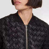 2025 Personality Weaving Leather Jacket Jacket + Bag Hip Skirt Two-Piece Set Female