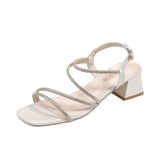 Sandals In The Summer Of 2025 British Fashion With New Square Head Drill With Thick High Heels Women's