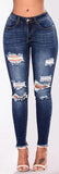 Mid Waist Ripped Slim Fit Skinny