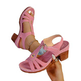 Sandals Women 2025 Summer New Solid Color Fish Mouth Thick Heel With High-Heeled