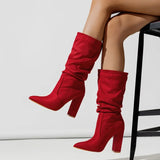 Women's Top Tip A Foot Pedal Winter Fashion Coarse Heel Boots Fashion Comfortable Female Boots Chunky