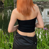 2024 Summer New Women's Clothing Pure Color Body Open-Umbilated Fashion Collar Wrapped Breast Vest