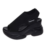 Weaving Thick-Soled Sandals Women's Spring And Summer Net Surface Breathable Fish Mouth And Heel Shoes Foot Movement Large-Size Casual Shoes