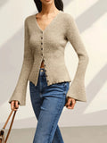 And Winter Knitted Cardigan Elegant Temperament Casual Long-Sleeved