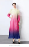 And Fashionable Gradient Lantern Sleeve Pressure Folding Dress Women Autumn And Winter Loose Apparent Thin-Skinny A-Character