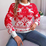 Shooting 2025 Autumn And Winter Leisure Deer Pattern Long-Sleeved Jacket Sweater Christmas Women's