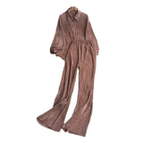 Suit Female Temperament Loose Long-Sleeved Shirt Two Sets Of Leisure High-Waist Hanging Pendant 100