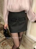 Xixi 13 Lines 2025 Autumn White Standard Commuter Thin High-Waist Temperament PU Short Leather Skirt Woman