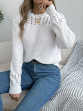 Shooting 2025 Casual Pure Color Hollow Lantern Long-Sleeved Jacket Sweater Women's