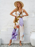 Fashion Casual Hot Selling Women's 24 New Print Strap Hollow Out Jumpsuit Trend Women's