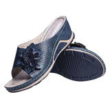 Summer New Slope With Flower Fish Mouth Large-Size Slippers Car Sewing Hollow Women's Leisure Cold