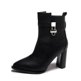 And Winter New Belt Buckle And Short Boots Women's High And Martin Boots Fashion Pendant Decorative Side Zipper Women's