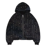 Trendy Autumn New Round Ring Hole Hoodie Zipper Trend Open Shirt