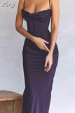 Maxi Bodycon Dress Sexy Celebrity Event Prom Night Party Dresses Satin V Neck Spaghetti Strap Women Dresses 2023