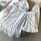 Women Two Piece Set Casual Tracksuit Long Sleeve Hooded Oversize Sweatshirt + High Waist Harem Pants Loose Sweatpants