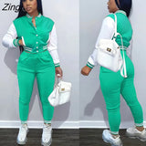 Winter Baseball Sport Women's Set Jacket and Pants Suit Active Sweatsuit Tracksuit Two Piece Set Fitness