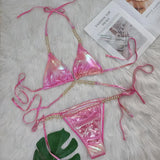 Zingj 2024 New Crystal Diamond Bikini Sexy Perm Gold Strap Female Split Swimsuit