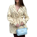 Women's Clothing 2025 Spring And Autumn New Fashion Printing Loose Suit Tie With Waist Suit