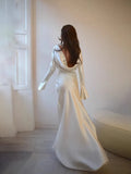 Elegant Temperament Solid-Colored Back-Back-Scuffed Long-Sleeved Dress