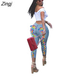 Women Jeans Back Criss-cross Lace Up Sexy Hole Sheath Elastic Mid Waist Long Pencil Denim Ankle-Length Pants Skinny